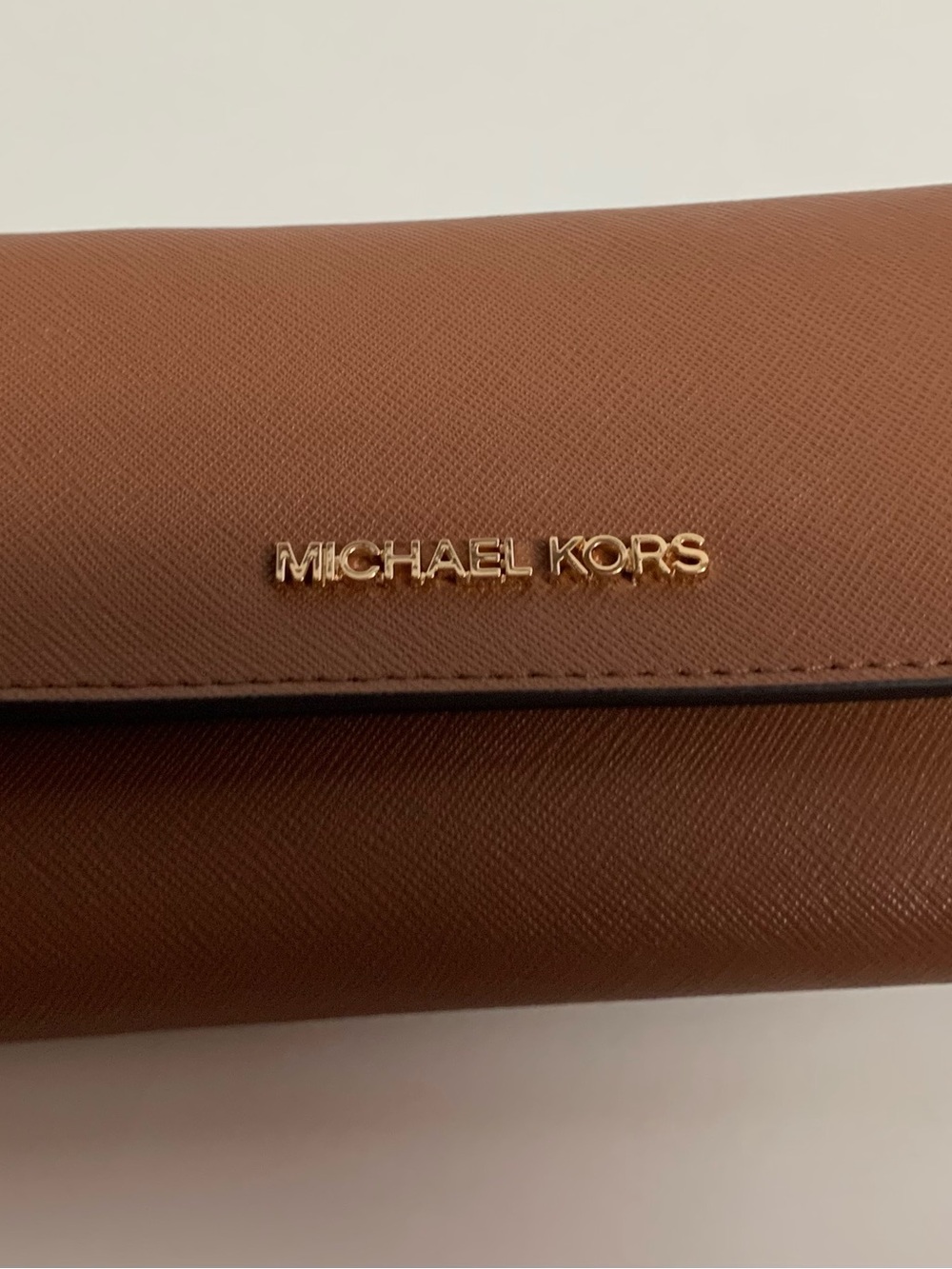 Michael Kors Brown Saffiano Leather Wallet with Gold Logo